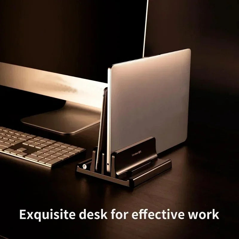 Universal Vertical Laptop Stand 3Slots Desk Laptop Holder Portable Laptop Docking Station Stand Adjustable Desktop Notebook Dock