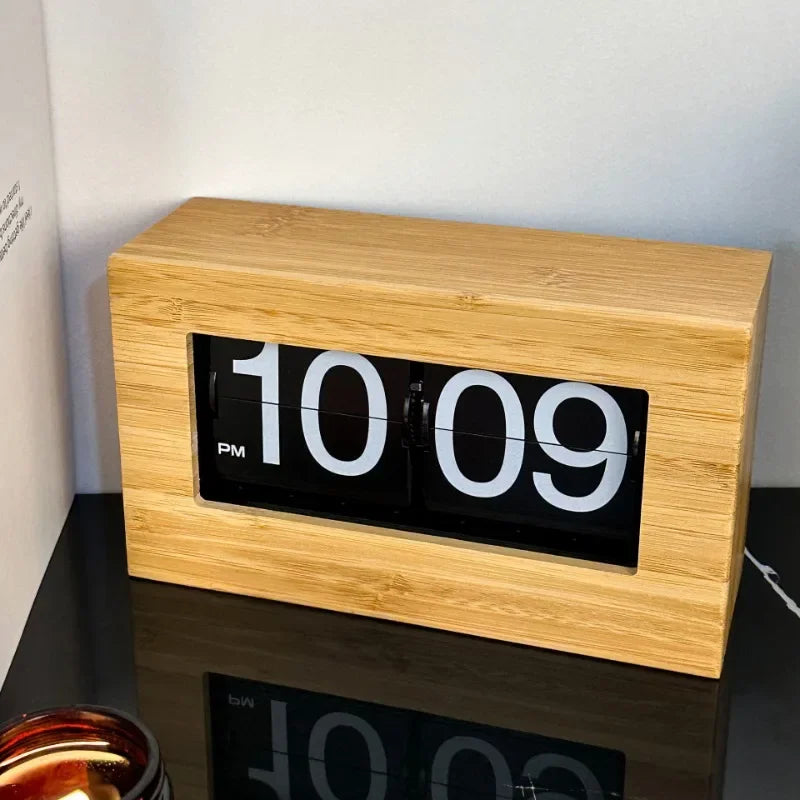 Table Clocks Aesthetic Mechanical Wooden Stylish Clocks Flip Page Digital Home Decor Table Bedside Clock Room Decorating Clock