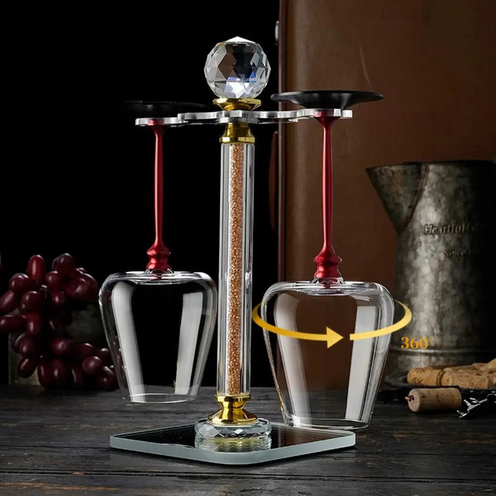 Unique Clear Rotating Glass Wine Glasses Ergonomic Holder Thickened Base Crystal Goblet 500ml Wine Decanter Glass Cup Whiskey