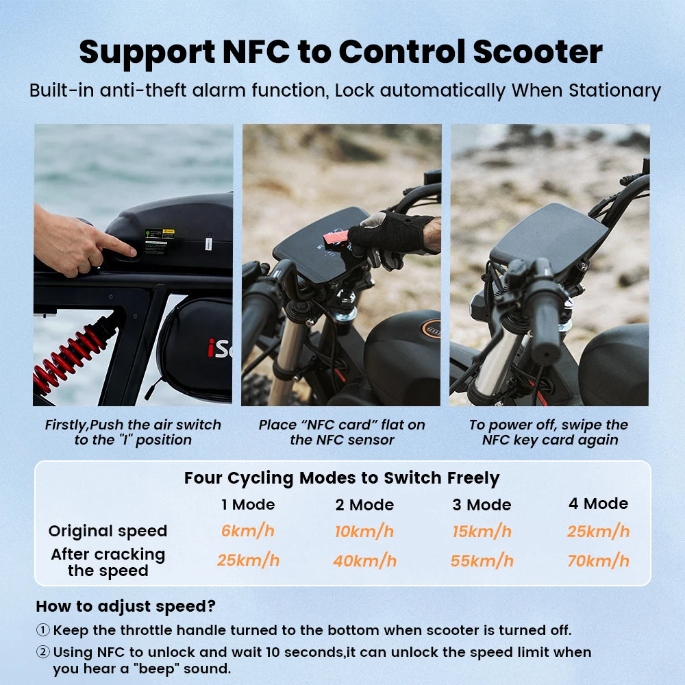 2000W Electric Scooter Scooter DX5Max 52V 20Ah Scooter for adults 70KM maximum speed 100 km Range With Scooter NFC 17 inch Tires E-Scooter