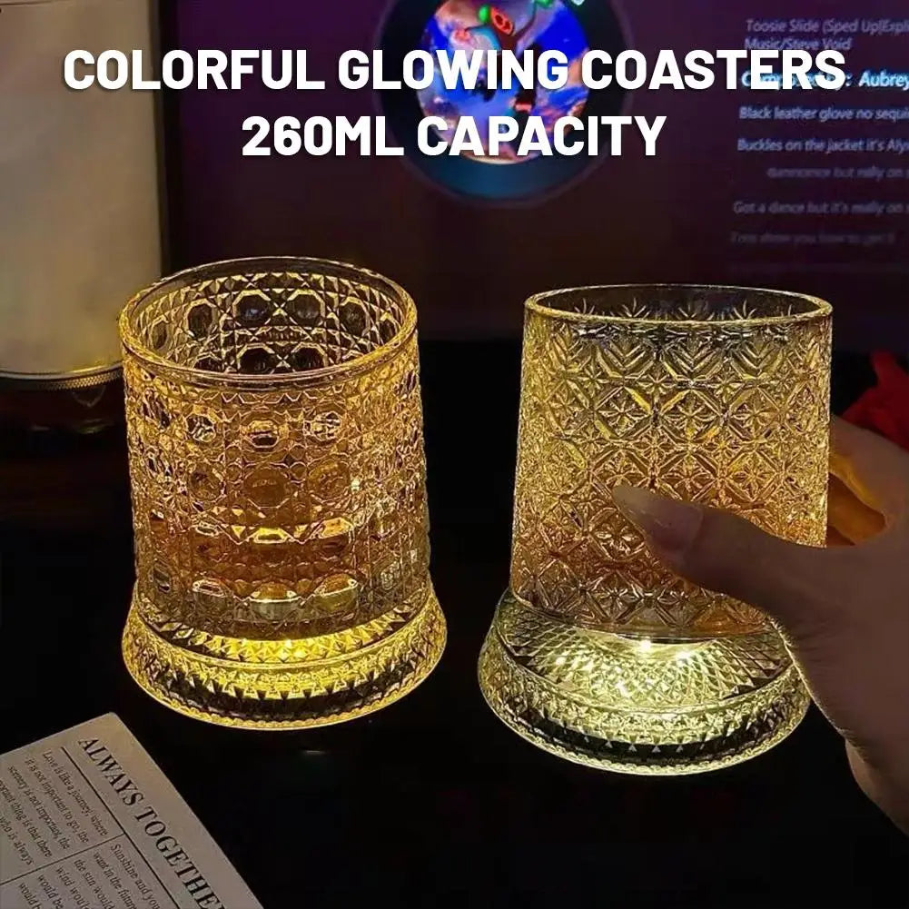 Luminous Rotating Whiskey Glass Elegant Whiskeys Cup Crystal Glass Drinkware for Parties for Cocktail Party Drinking Glass