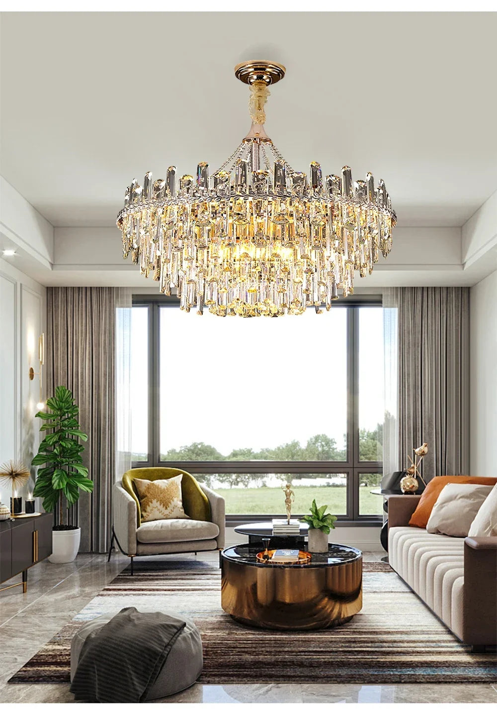 Modern Luxury Led Lights Clear Crystal Chandeliers for Living Room Villa Bedroom Dining Room Art Home Decoration Pendant Lamps
