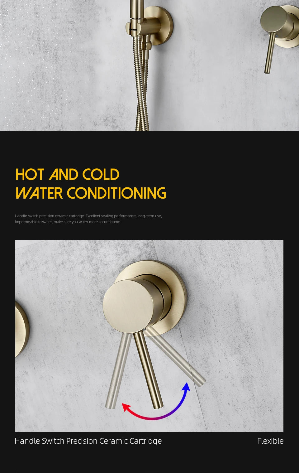 Handheld Shower Bathroom Shower Faucet  Hot & Cold Water Tap Brass Shower Holder And Stainless steel 1.5M Hose Wall Mount Mixer