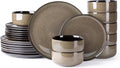 Ceramic Dinnerware Sets for 8,Plates and Bowls Sets,Reactive Glaze Dishes Set,Highly Chip and Crack Resistant | Dishwasher & Mic