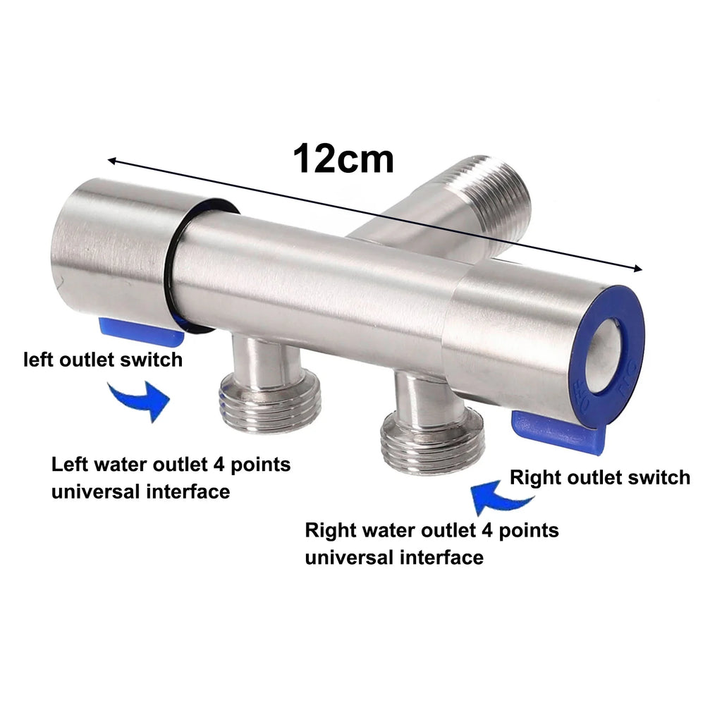Bathroom Double  Handle Faucet  Dual Control  Stainless Steel Cold Water Faucet Bathroom Washing Machine Faucet Triangle Valve