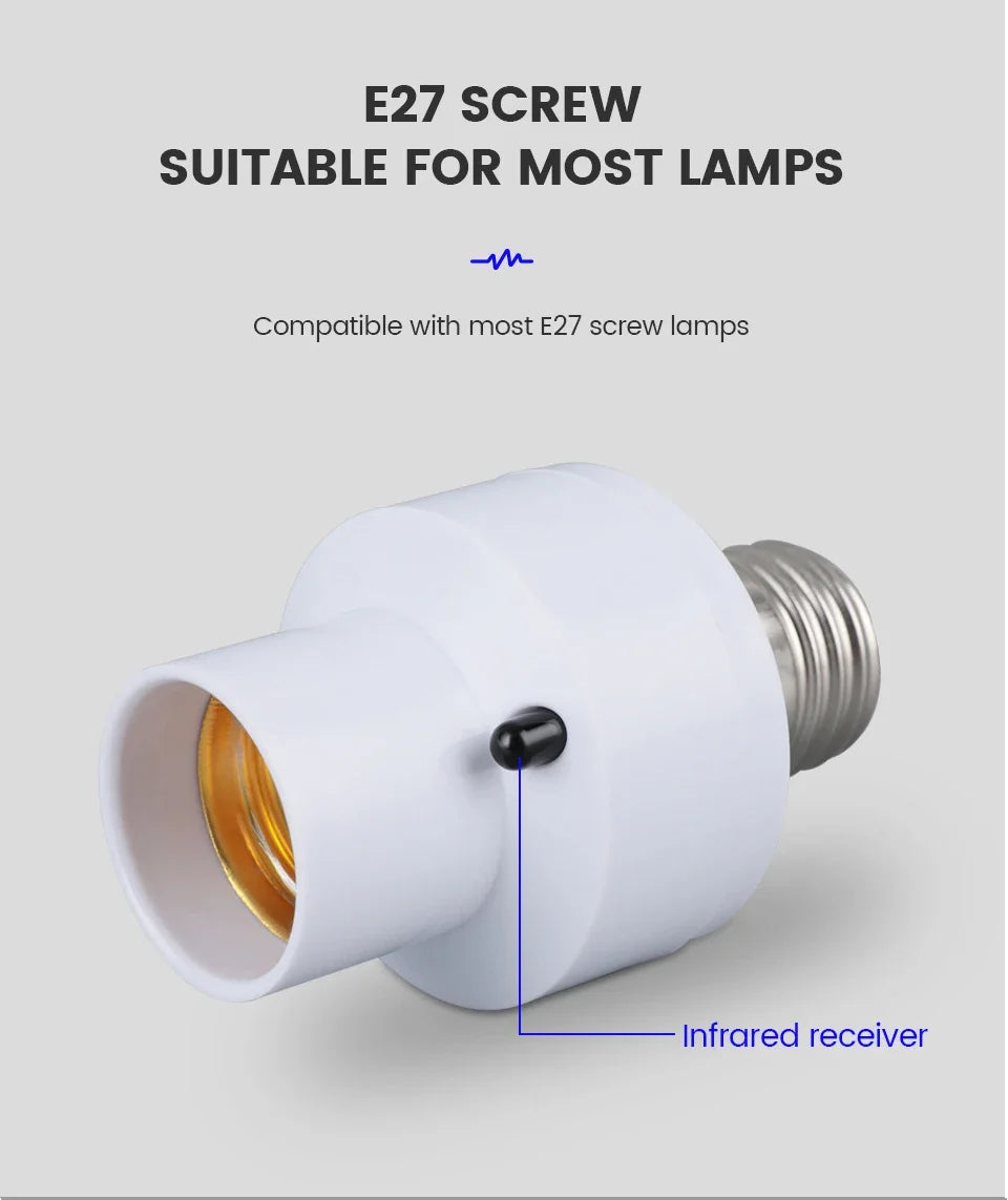 E27 Smart Lamp Holder Infrared Wireless Remote Control Timer Switch AC85-265V 220V 110V House Switch Baby Room Bedroom Switch