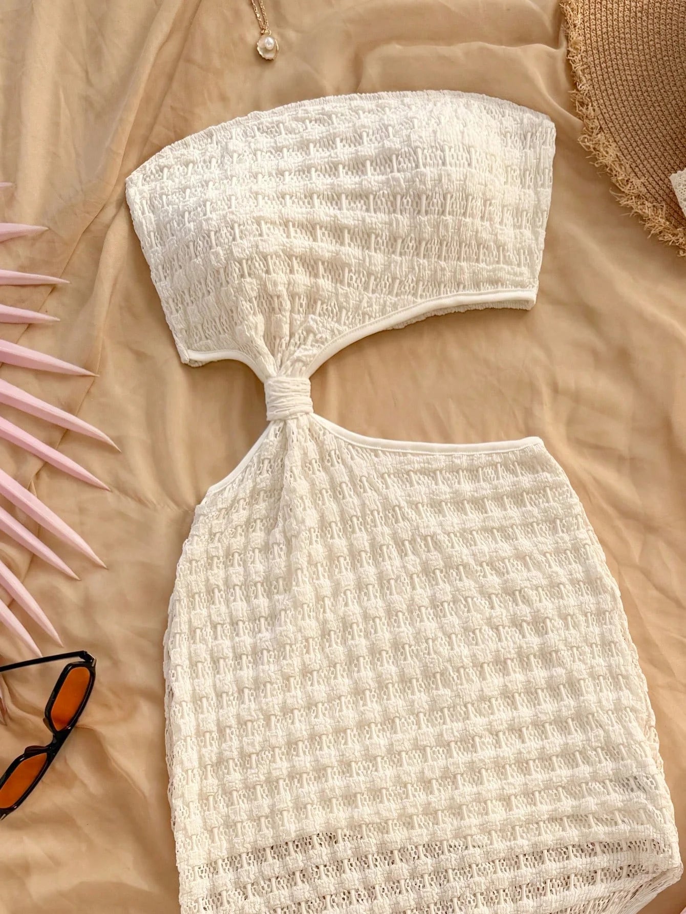 Women's Spring Summer Sexy Faux Hollow out Strapless Long Dress Sleeveless Gown for Party Evening Wear