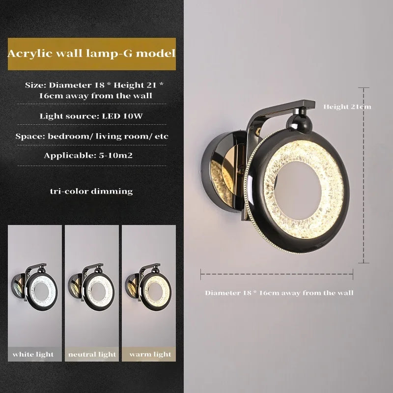 Light Luxury Led Wall Lamp Home Decoration Bedroom Bedside Lamp Living Room Hotel Dining Room Background Staircase Wall Lamp