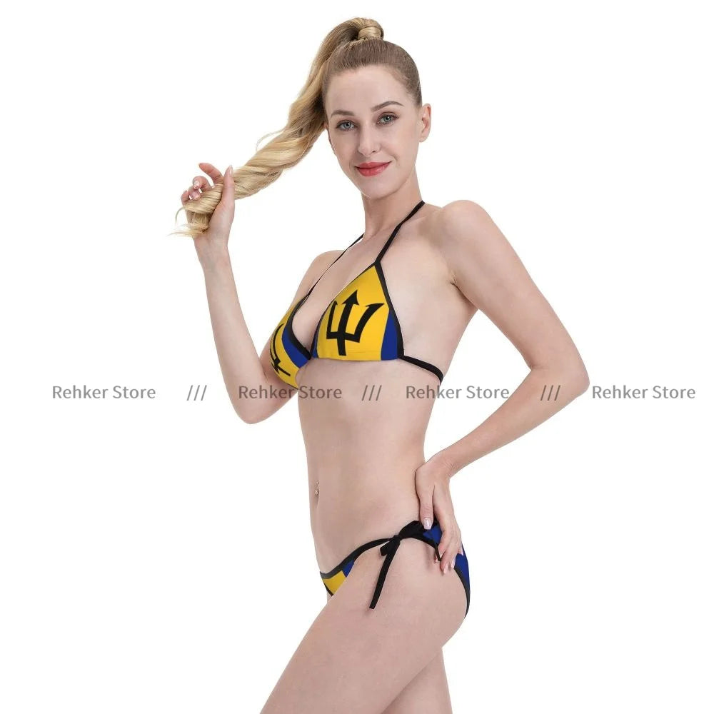 Sexy Bikini Women Swimsuit Two Piece Swimwear Barbados Flag Bathing Suit Beachwear