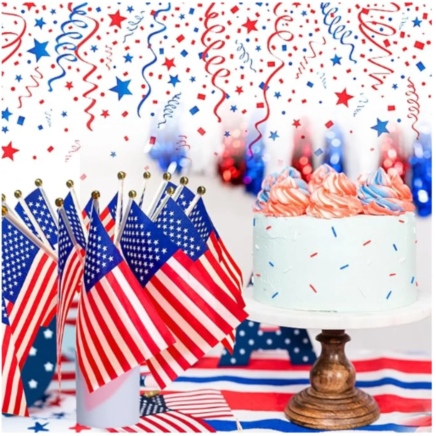 10pc USA Stick Flag, American US 14x21cm HandHeld Mini Flag ensign 30cm Pole United States Hand Held Stick Flags banner In Stock