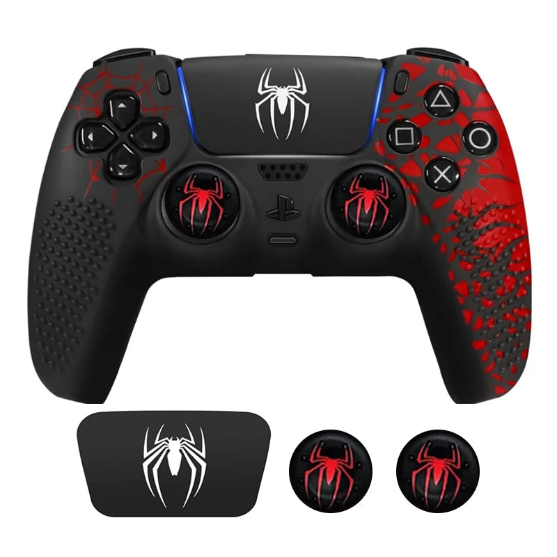 Controller Skin Shell for PS5 Controller Silicone Cover Case with Rubber Thumb Grip Gaps Touch Pad Sticker For PS5 Fit In Dock