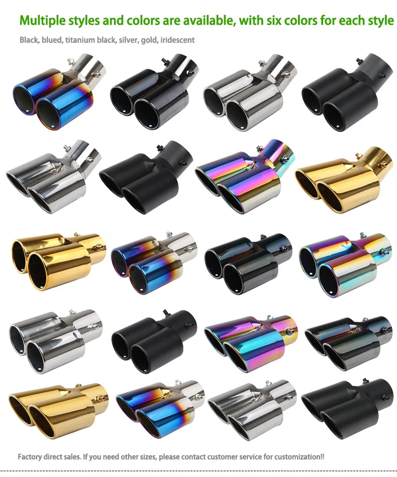 Universal Dual Exhaust Tip Stainless Steel Slant Cut Tip for Car Exhaust Pipe Extension Modification Decoration Muffler Tailpipe
