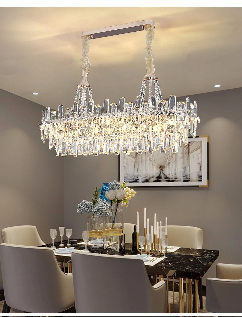 Modern Luxury Led Lights Clear Crystal Chandeliers for Living Room Villa Bedroom Dining Room Art Home Decoration Pendant Lamps