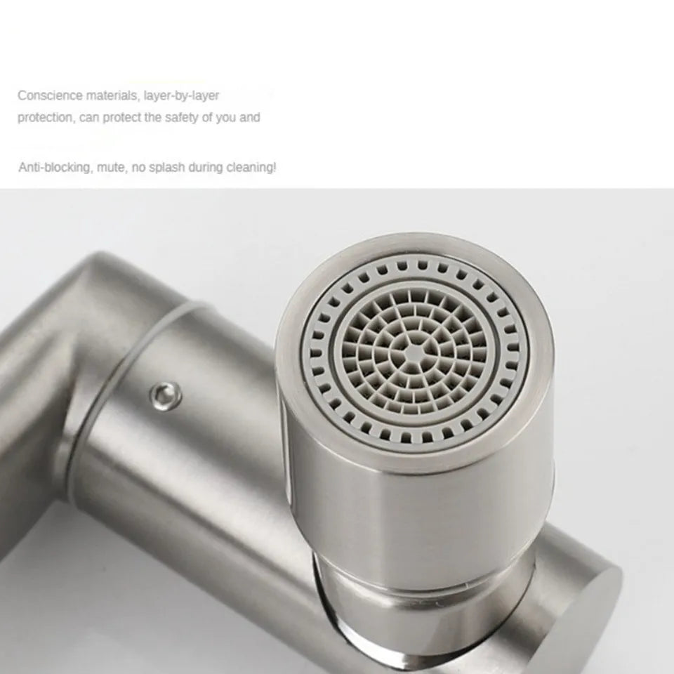 Stainless Steel Foldable Basin Faucet Wall Mounted Bathroom Kitchen Sink Washbasins Cold Hot Water Mixer Tap 360 Degree Swivel