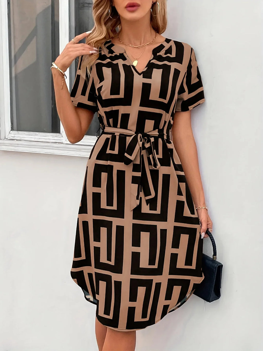 Casual Loose Printed Short Dresses for Women 2025 Fashion Summer Women's A-Line Midi Dress Elegant Vintage Female Dresses