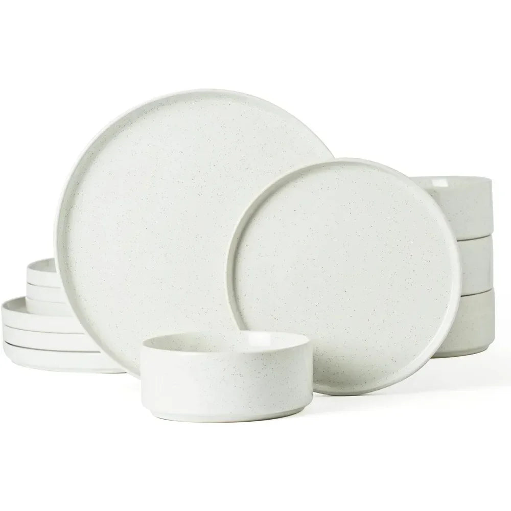 Furniture Nebula Plates and Bowls Set, 12 Pieces Dinnerware Sets, Dishes Set for 4