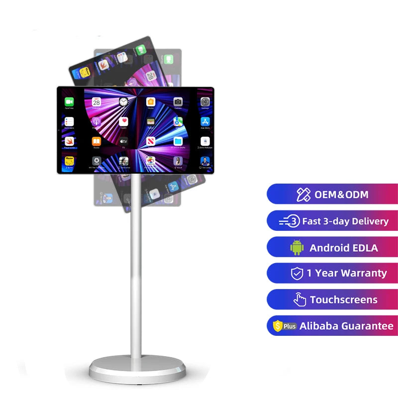 Mobile Touch Screen Lcd Tv 21.5 Inch White Mini Tv 4G+64G FHD Smart Television Android Portable Smart Tvs For Entertainment
