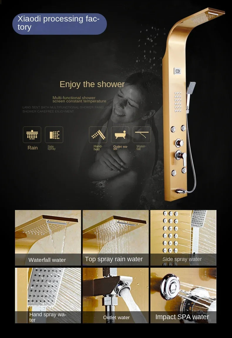 Stainless steel intelligent constant temperature wall-mounted integrated shower screen Shower temperature display shower set sho