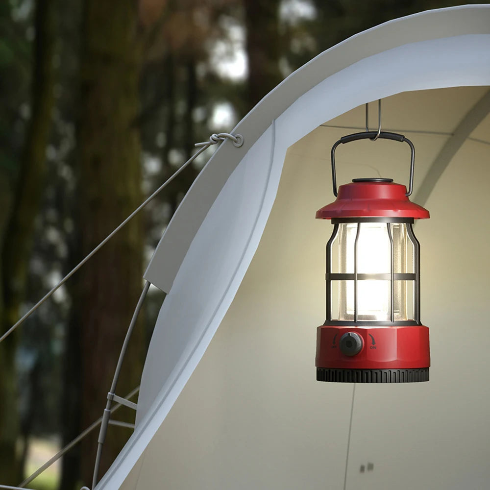 LED Camping Lantern, Vintage Metal Camp Light, Camping Lights, Portable, Outdoor Tent Bulb, Outages