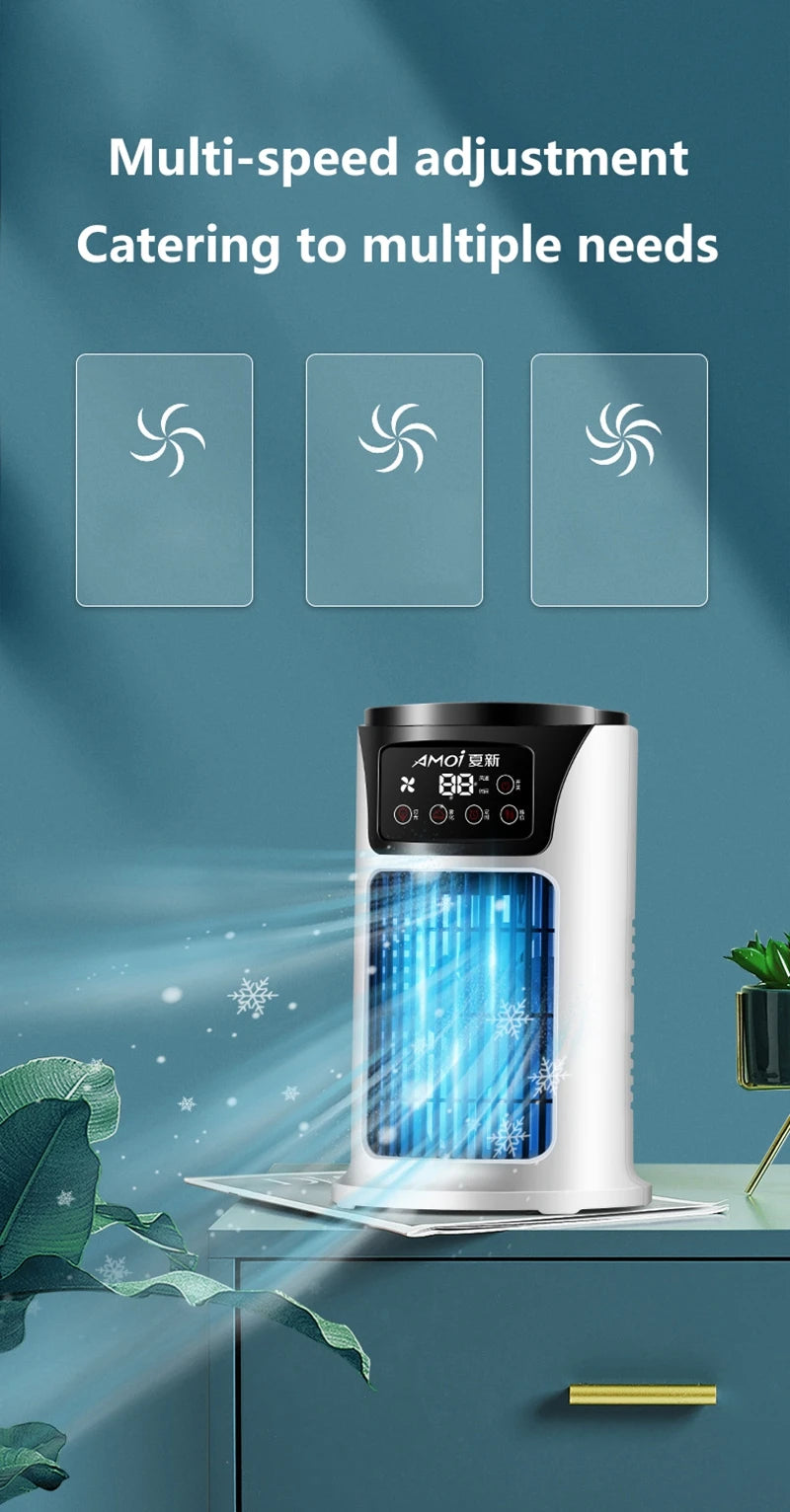 Multifunctional Portable Air Cooler Cold Air-cooled Fan Small Humidification Air Conditioner Natural Fan for Home Office Desktop
