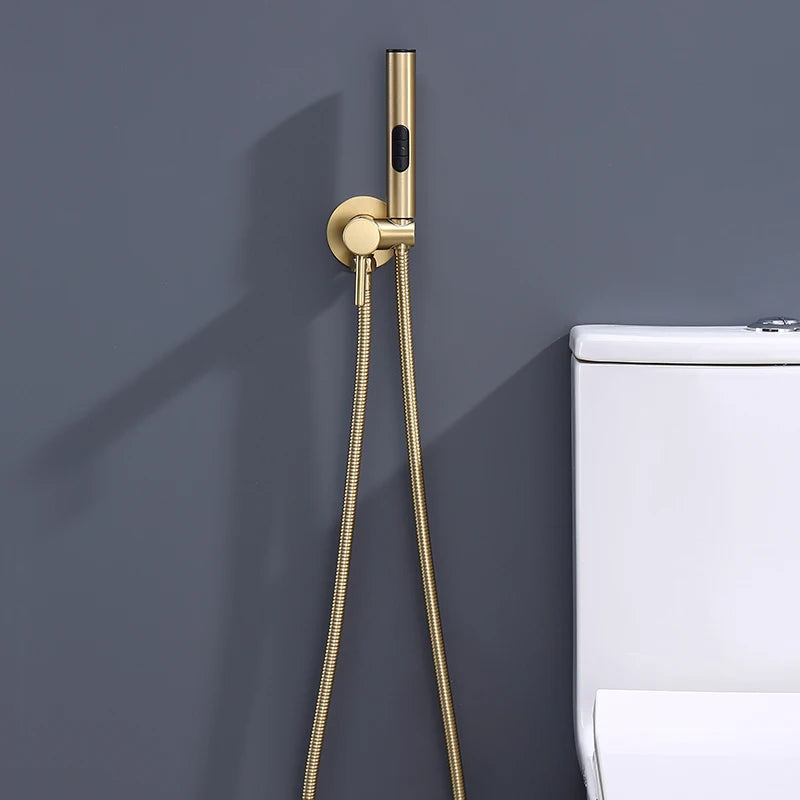 Brass Bidet Faucet 304Stainless Steel Portable Toilet Bidet Sprayer Set Toilet Faucet Hygienic Shower Hot Cold Water Shoer Head