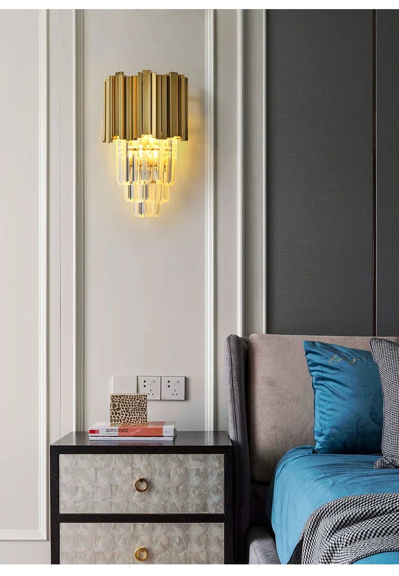Modern Luxury Crystal Minimalist Creative Living Room Background Wall Staircase Wall Lamp Bedroom Bedside Lamps