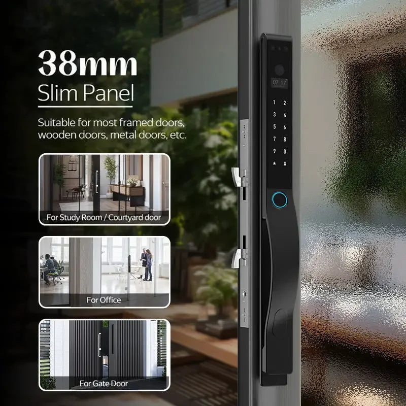 SZJN 3D Face Recognition Tuya Wifi Digital Electronic Broken Bridge Aluminum Lock Waterpoof Fingerprint Password Card Key Unlock