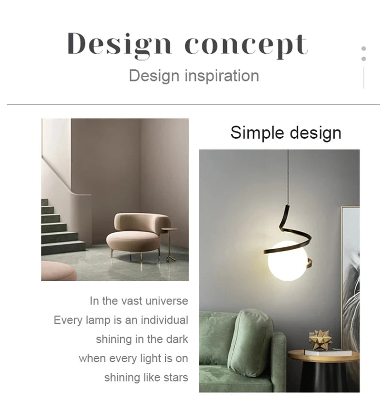 Modern LED Pendant Lights Indoor Lighting Glass Hanging Lamp For Home Dining Tables Bedside Kitchen Living Room Decoration Light