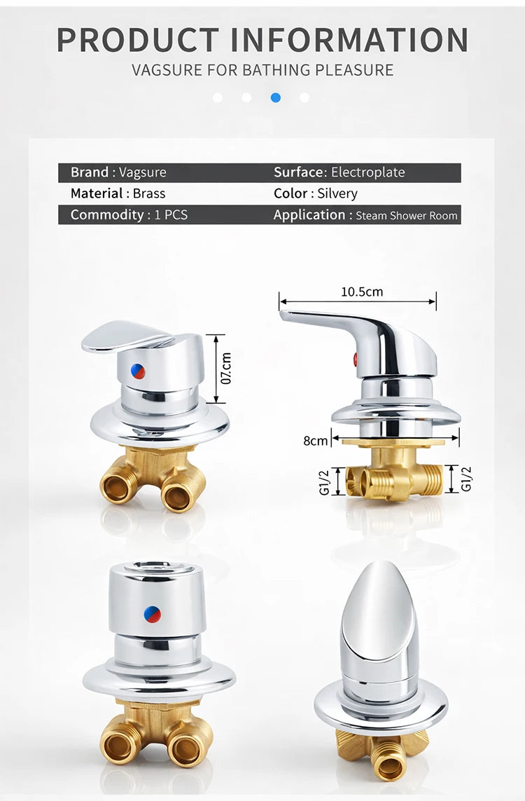 One Way Shower Faucet Mixer Valve Brass Hot Cold Water Diverter Screw Thread Big Hole Size 50-55mm for Shower Room Bathroom