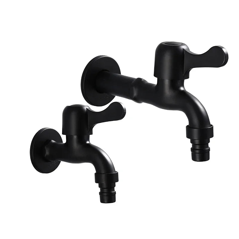 Faucets Black Brass Wall Mounted Bathroom Corner Washing Machine Cold Water Faucet Outdoor Garden Bibcock Toilet Mop Pool Taps