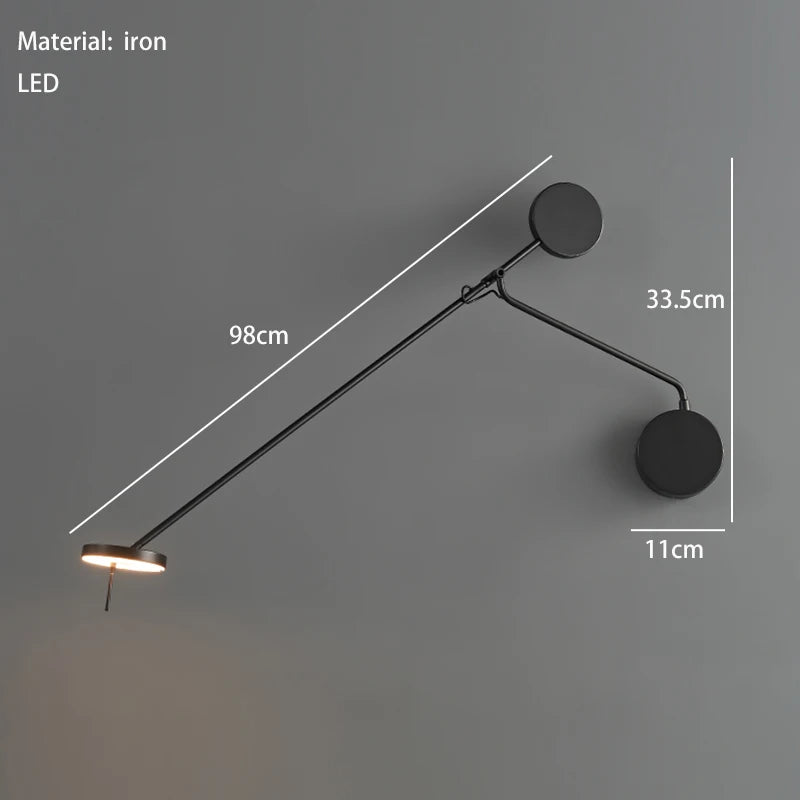 Modern Picture Wall Light Italian Invisible LED Wall Reading Light For Bed Bedroom Living Room Office Black Long Arm Wall Lamp