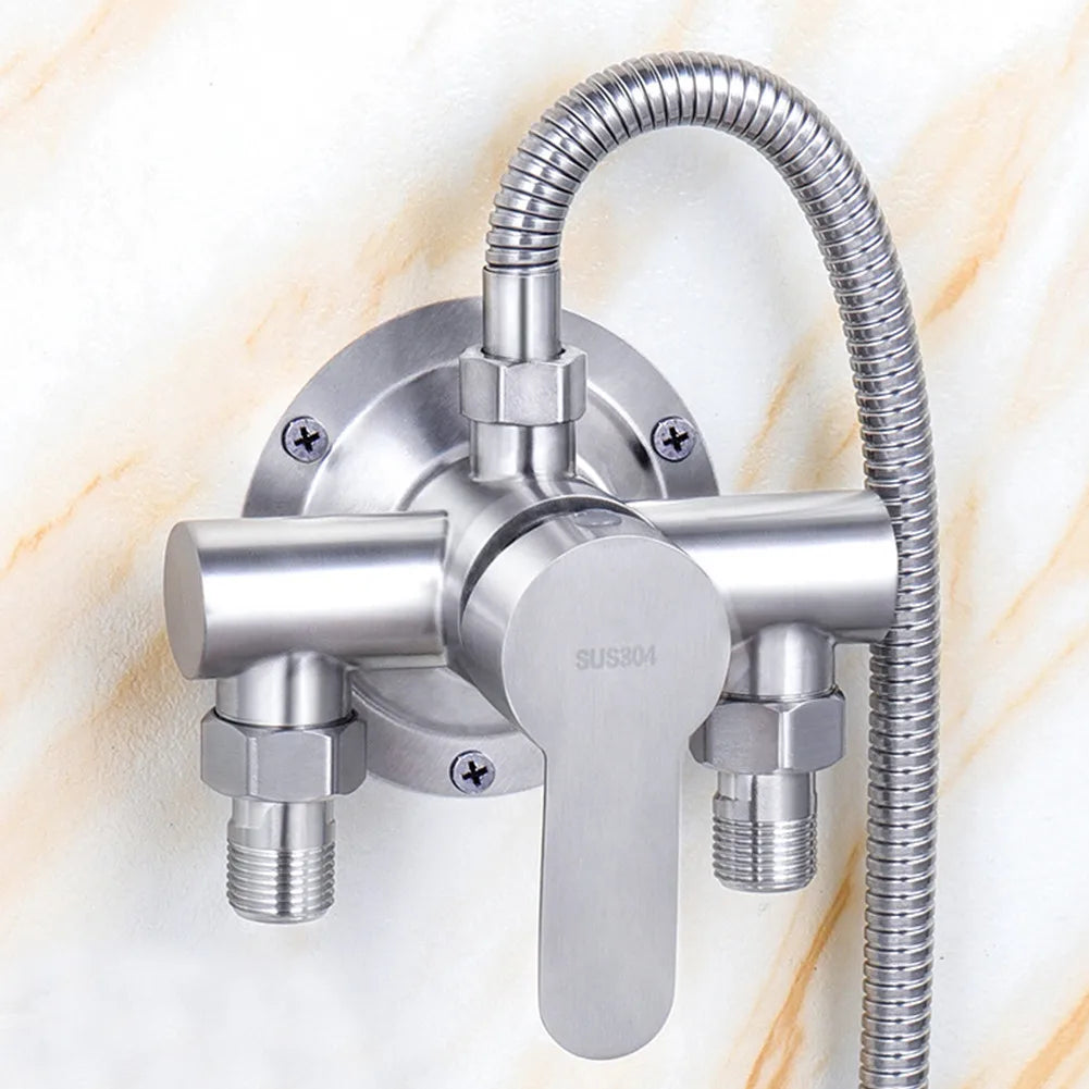 Stainless Steel Shower Faucet Hot And Cold Water Mixer Wall Mounted Metal Handle Water Mixer Valve Faucet Shower Tap