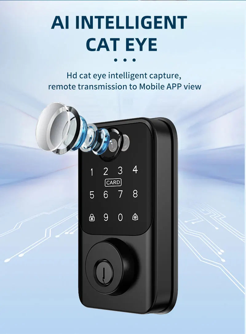 Tuya BLE Digital Electronic Smart Deadbolt Fingerprint Door Lock Password Card Key Unlock Keyless Entry For Smart Home