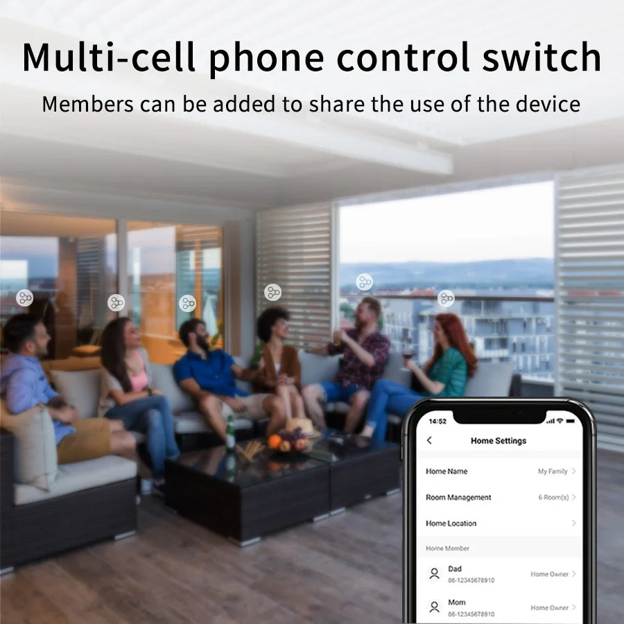 Smart Wifi Touch Switch Neutral Wire/No Neutral Wire Required US 1/2/3/4 Gang Light Switch Works with Tuya Smart Life App