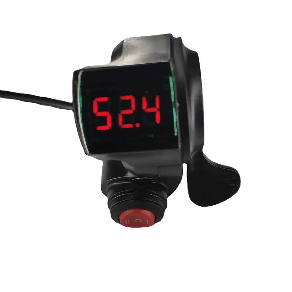 E-Bike Thumb Throttle With Key Lock And Battery Level Display 24V-72V Electric Scooter Grip 7/8 Inch Handlebar Twist Accelerator
