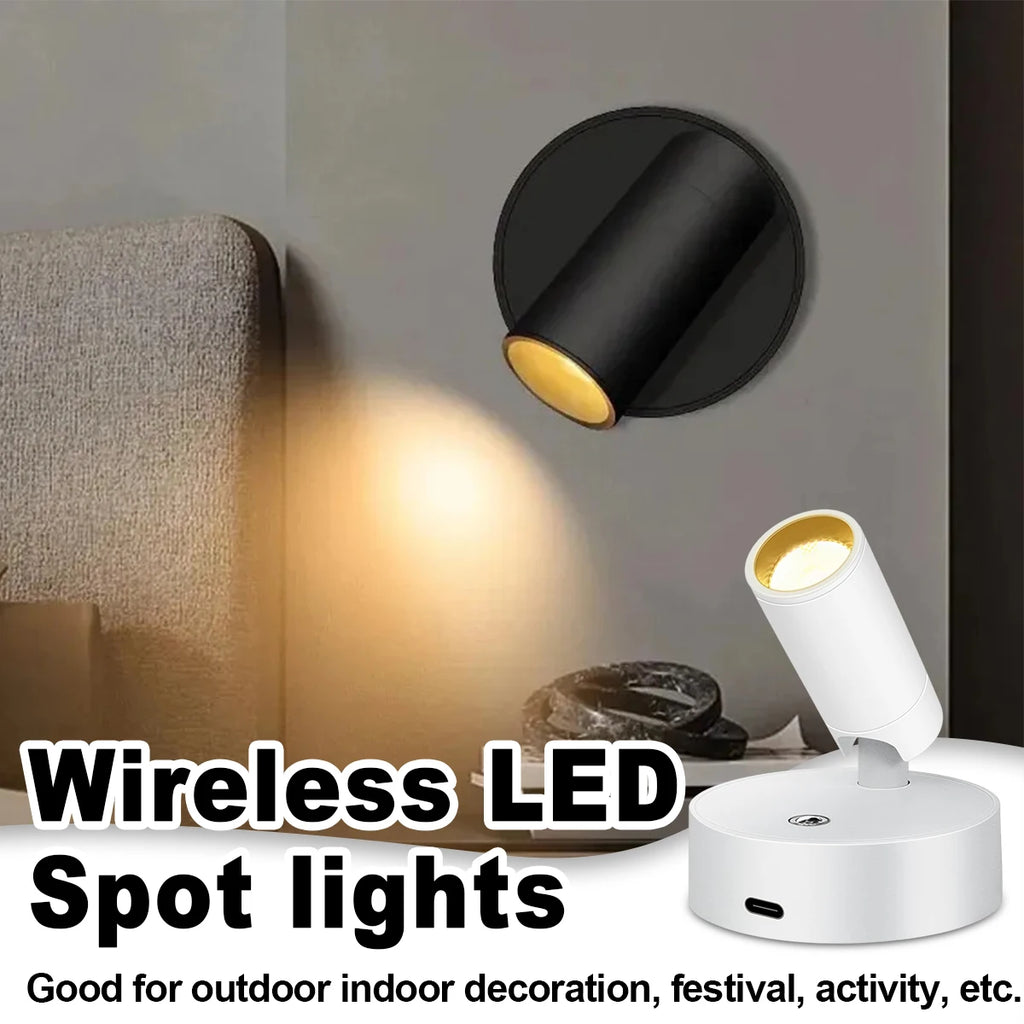 Led Double Head Wall Sconces light Touch Control Remote 360 Rotatable 3 Color Modes Wall Light USB Recharge Wireless Night Light