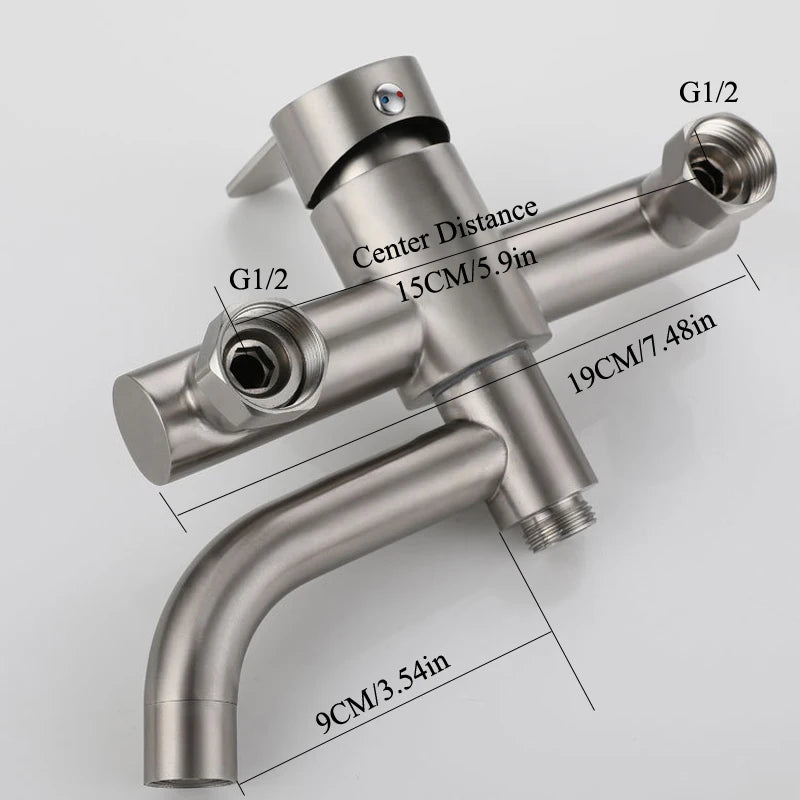 Bathroom Shower Faucet Stainless Steel Triple Bathtub Faucet Mixers Hot Cold Mixer Valve Nozzle Tap Wall Mounted Home Shower Set
