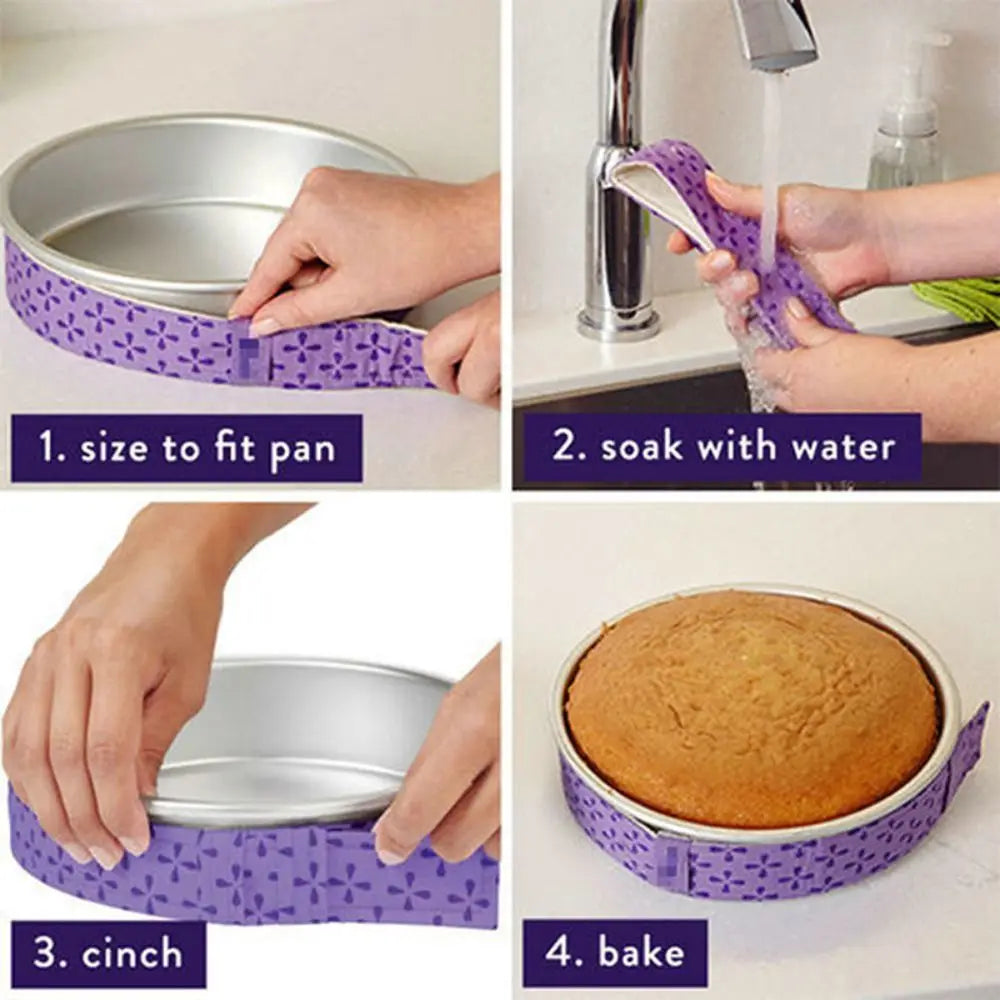 2/4Pcs Creative Cloth Bake Even Strip Anti-deformation Purple Cake Pan Strips Bake Strip Belt Kitchen Gadgets