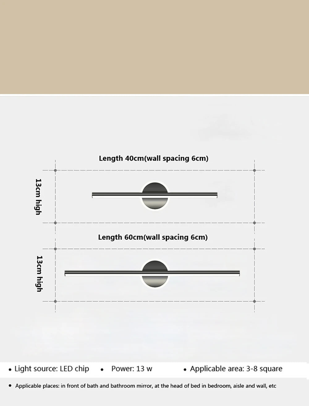 Modern LED Wall Lamp Black Mirror Light Dresser Bathroom Toilet  Long Strip Lamps Home Decor 40/60/80CM Led Lighting Lustre
