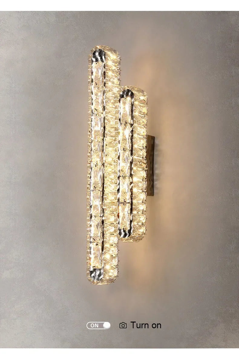 Luxury Modern LED Crystal Remote Control Wall Lamps for Living Room Bedroom Decoration Indoor Lights Fixtures Home Wall Decor
