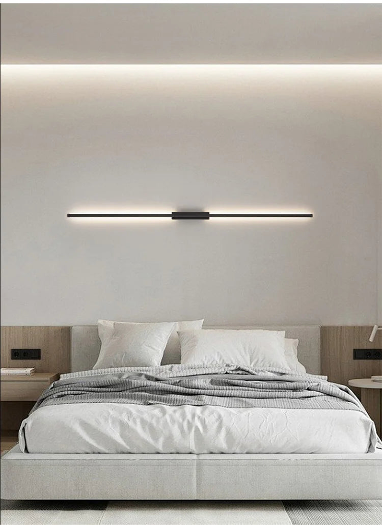 Modern LED Wall Lamp Bedroom Decoration Indoor Fixture Living Minimalist Lines Black Light Sconces Stair Hallway Wall Lights