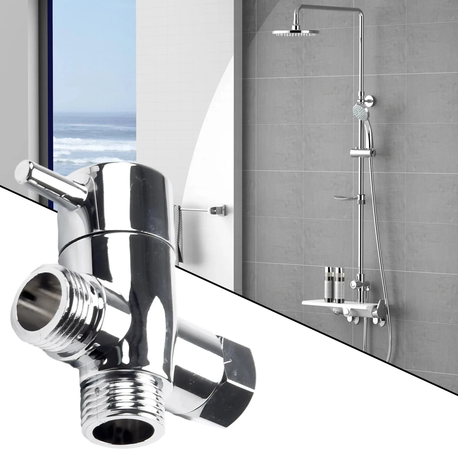 3 Way Shower Head Diverter Valve G1/2 Three Function Switch Adapter Connector Head Faucet Bathroom Accessories 3 Way Shower Head