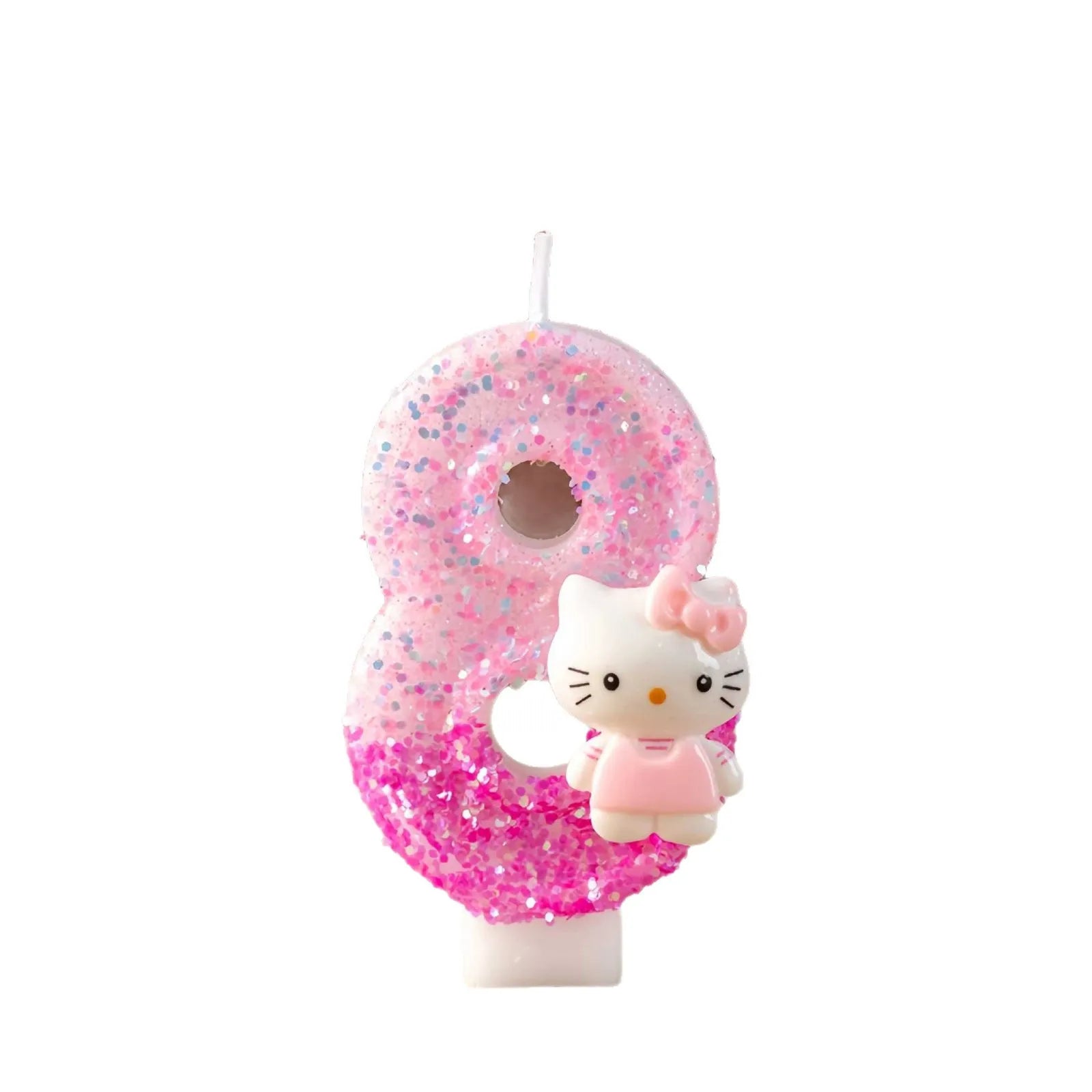 Cute cartoon cat digital candle 0-9 pink birthday candle cake party decoration