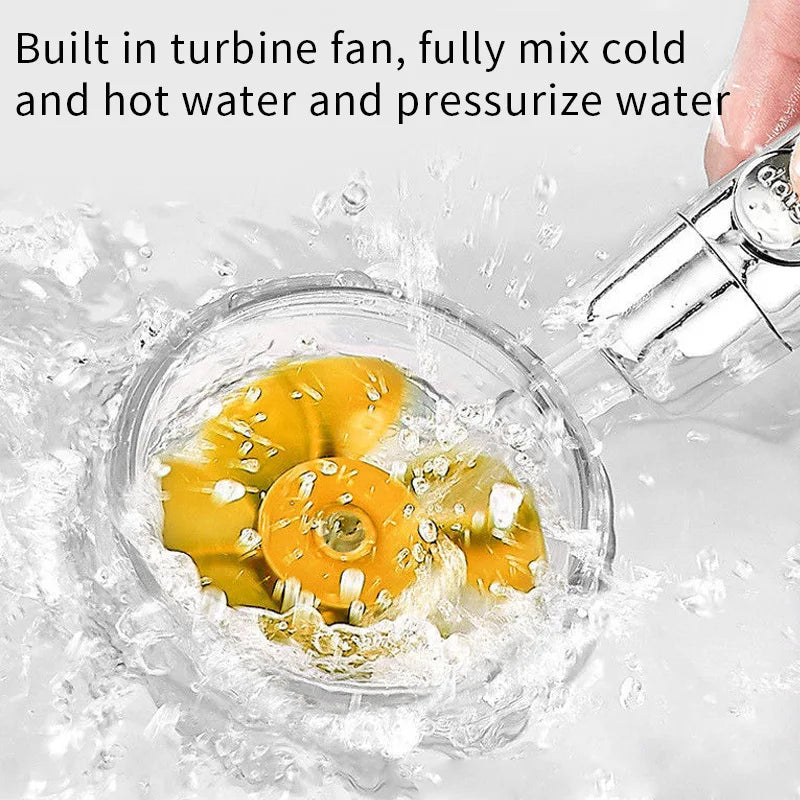 New Propeller Driven Shower Head Cotton Filter Turbocharged High Pressure Handheld Shower Nozzle