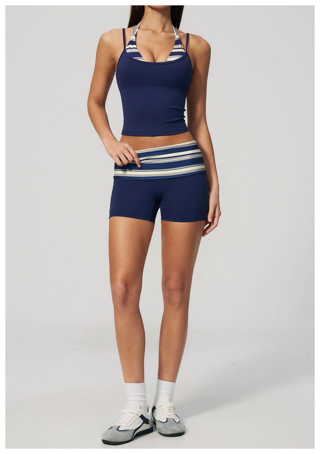 Summer 2PCS Yoga Set Women's Tracksuit Fashion Polka Dot And Striped Workout Sets Gym Outfits High Waist Butt Lift Yoga Clothes