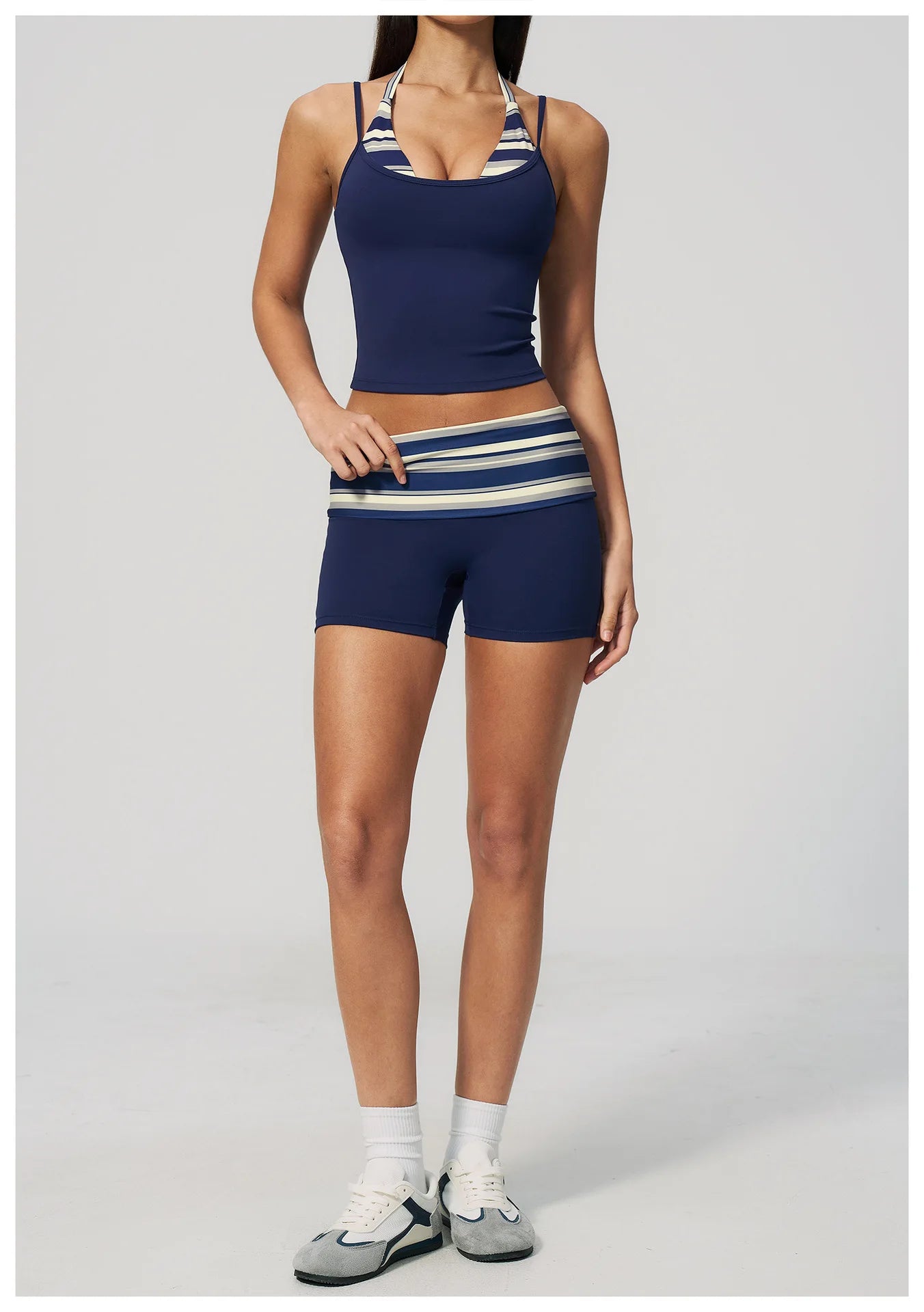 Summer 2PCS Yoga Set Women's Tracksuit Fashion Polka Dot And Striped Workout Sets Gym Outfits High Waist Butt Lift Yoga Clothes