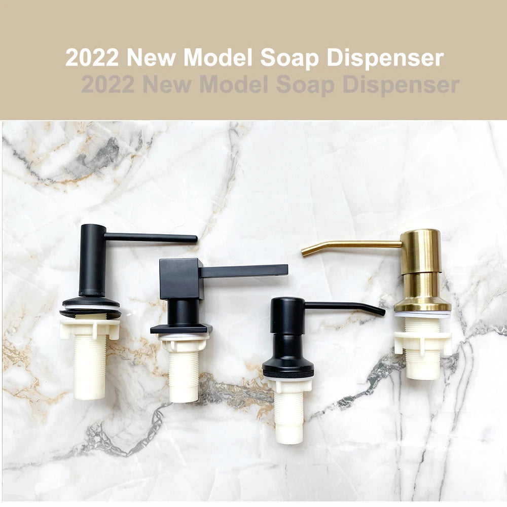 Slim Metal Head Liquid Soap Dispenser Kitchen Sink Bathroom Under Counter Lotion Holder Pump Dish Wash Detergent Silicone Tube