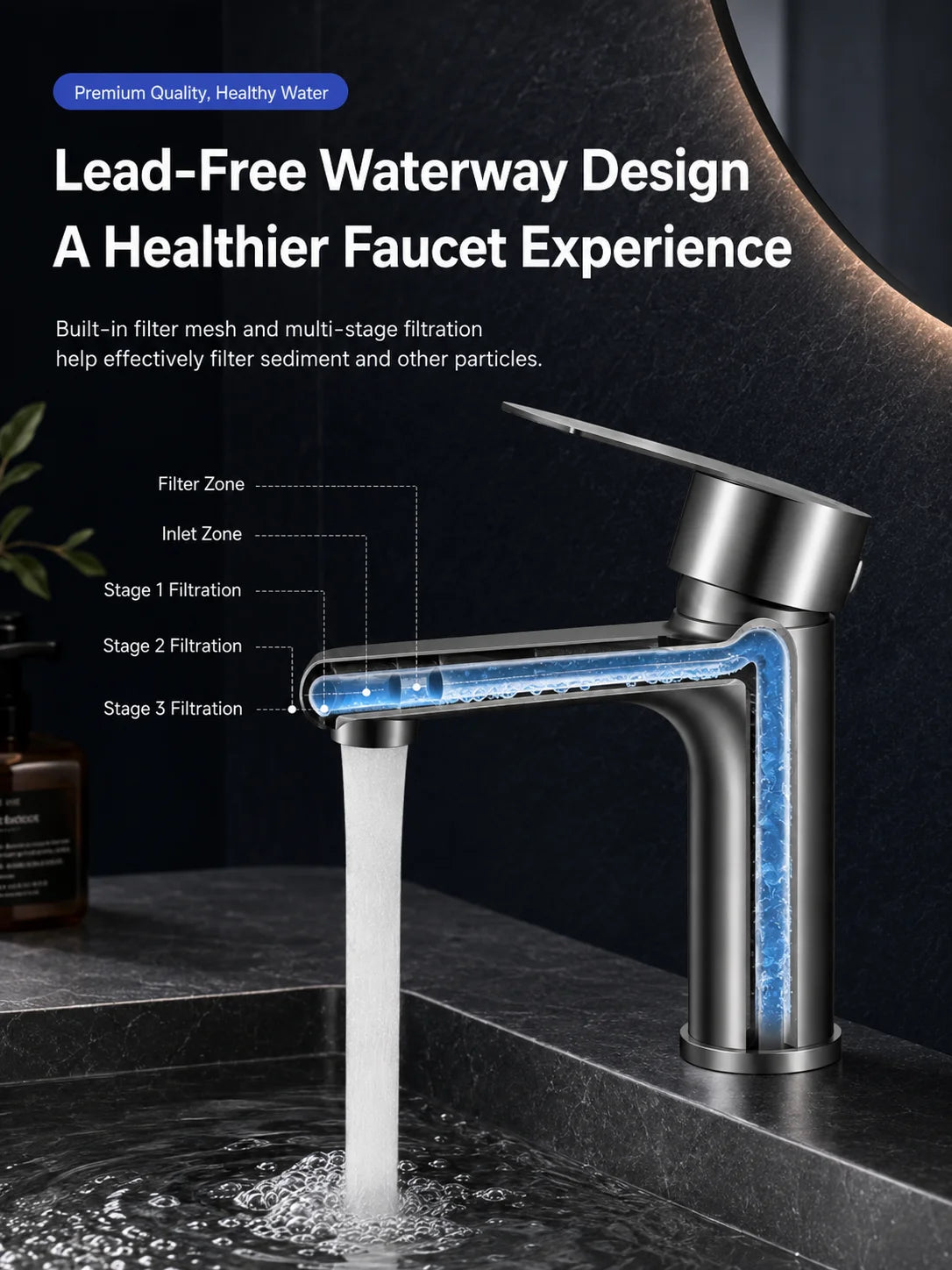304 Stainless Steel Bathroom Sink Faucet Hot Cold Mixer Tap Single Handle Washbasin Water Faucet for Bathroom Vanity