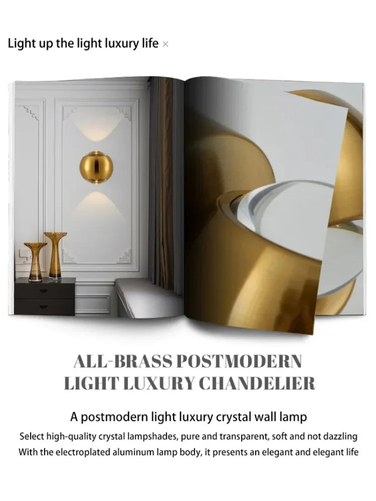 Luxury Art Aluminum Wall Light Glass Decoration Wall Lamp for Living Dining Room Bedroom Corridor Staircase Home Decor Sconce