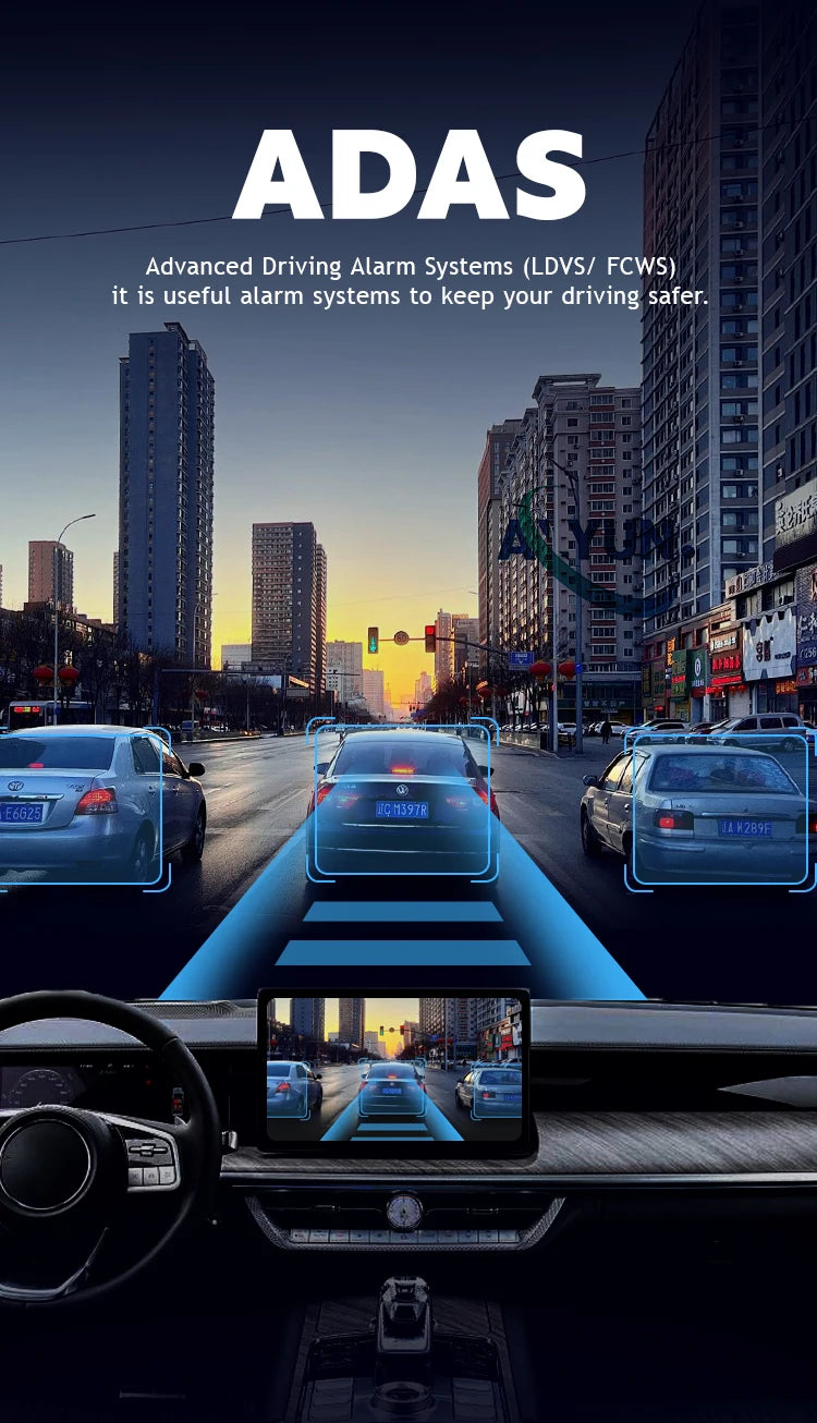 HD 1080 PDash Cam Car USB ADAS DVR Dual-lens Camera Video Special for Android Multimedia Player Front Recorder Reverse Vision